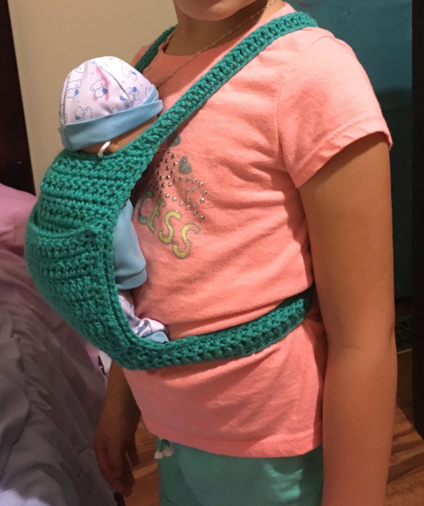 crochet baby doll with attached blanket