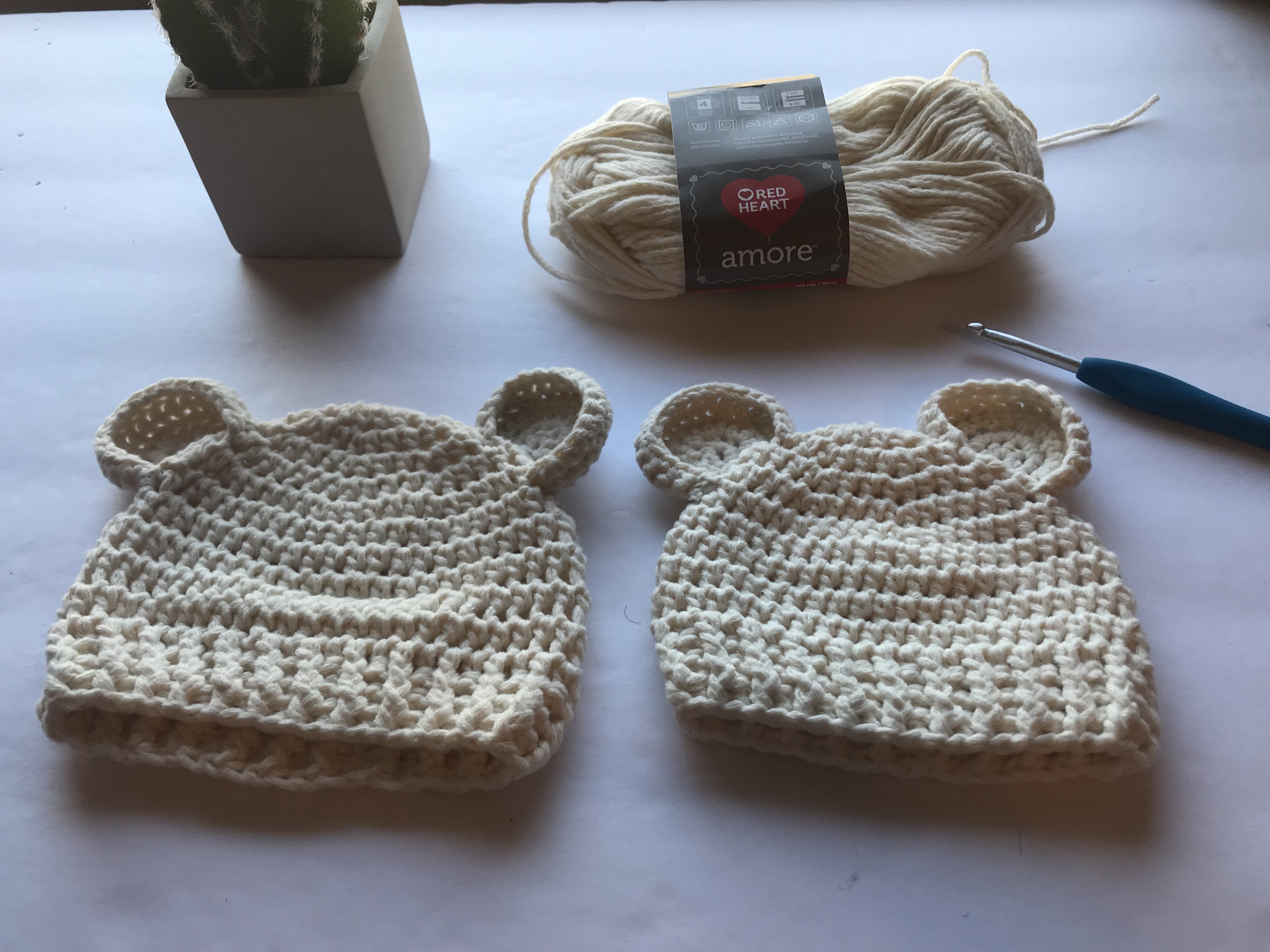 Make a Newborn or Preemie Bear Beanie with this crochet pattern and video tutorial