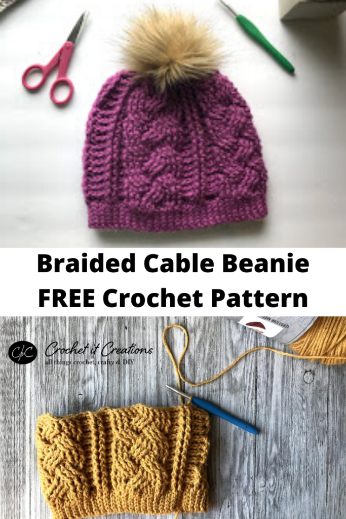 Braided Cable Beanie Crochet Pattern by Crochet it Creations